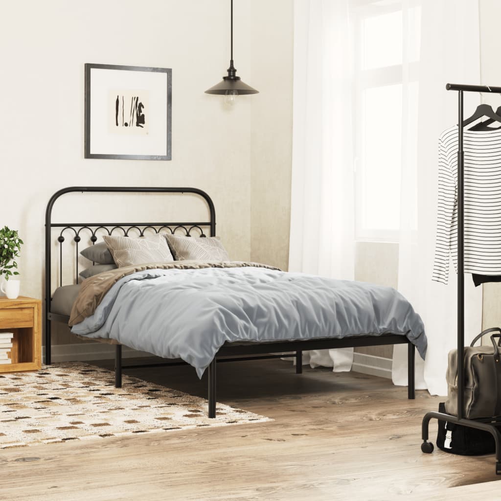 vidaXL Metal Headboard Black 107 cm