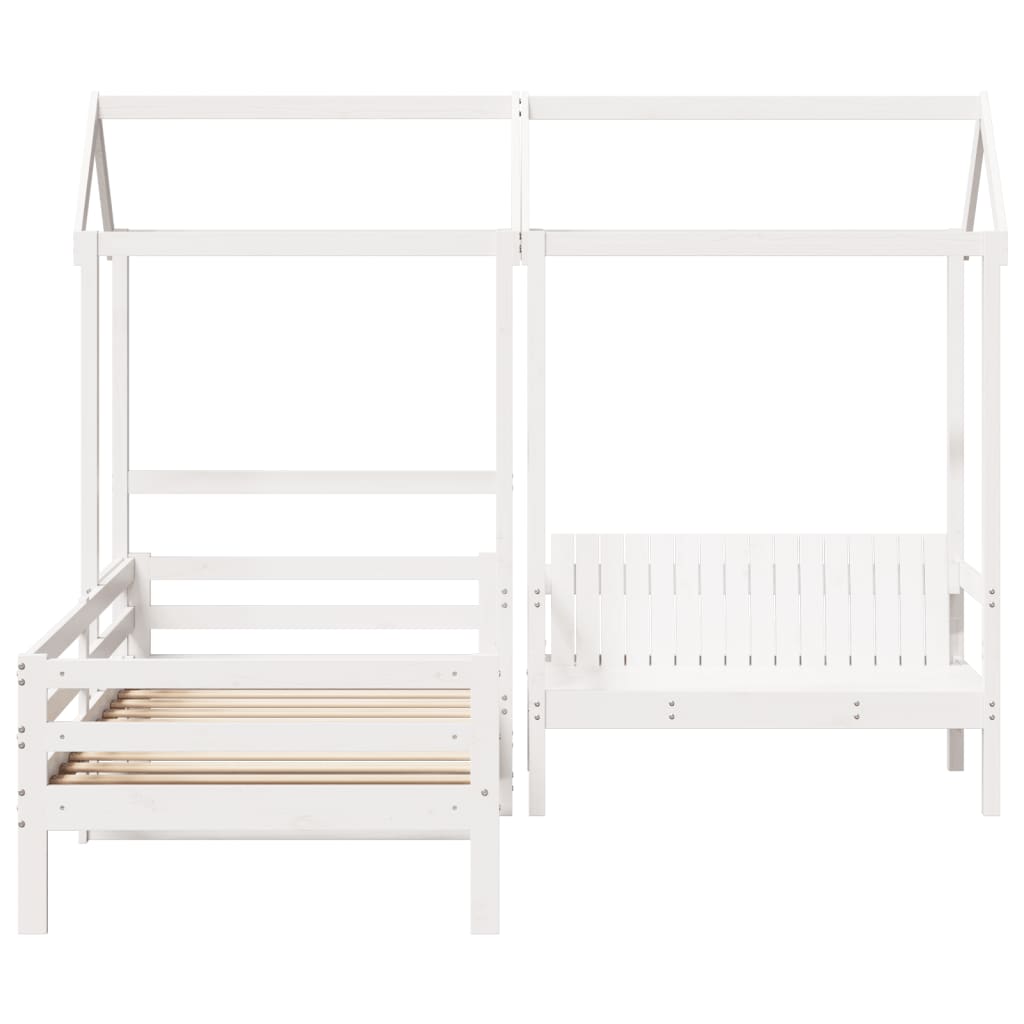 vidaXL Day Bed and Bench Set with Roof without Mattress White 90x200 cm