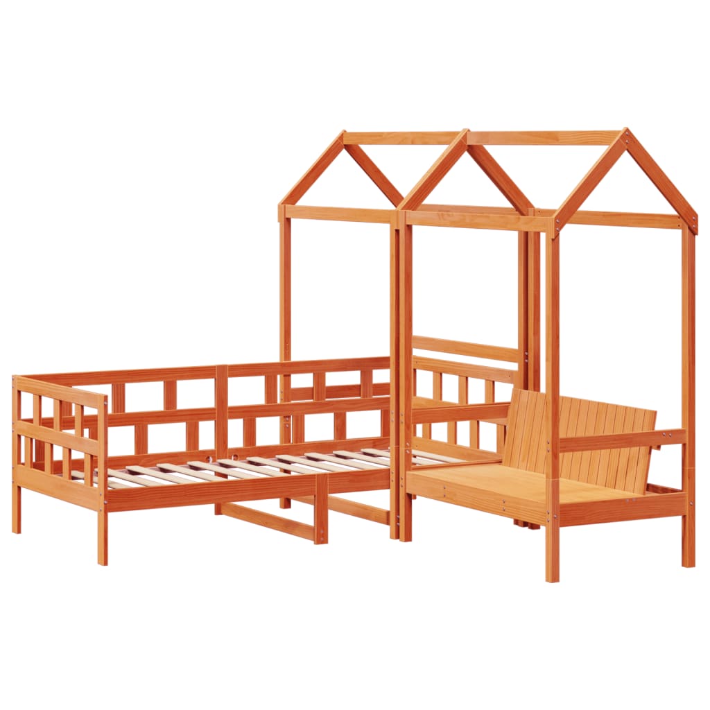 vidaXL Day Bed Set with Roof without Mattress Wax Brown 80x200 cm