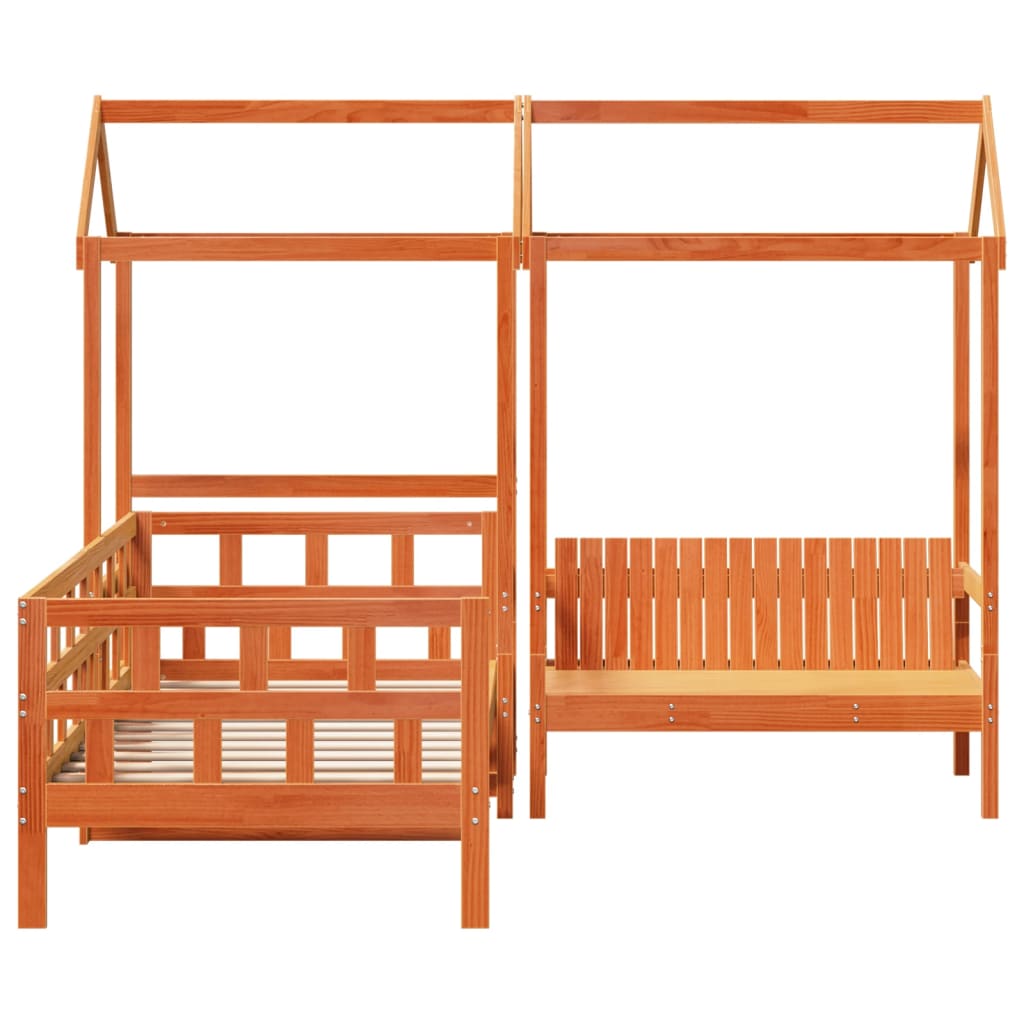 vidaXL Day Bed Set with Roof without Mattress Wax Brown 80x200 cm