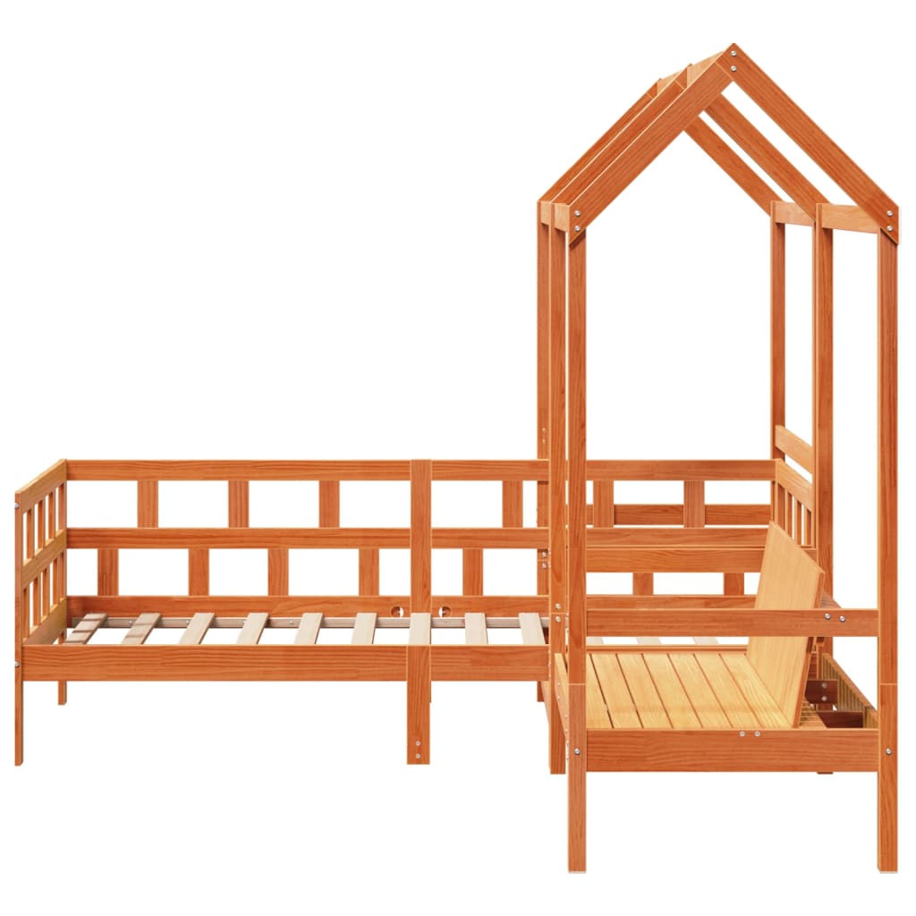 vidaXL Day Bed Set with Roof without Mattress Wax Brown 80x200 cm