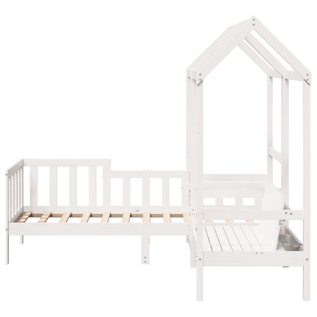 vidaXL Day Bed and Bench Set with Roof without Mattress White 90x190 cm Single