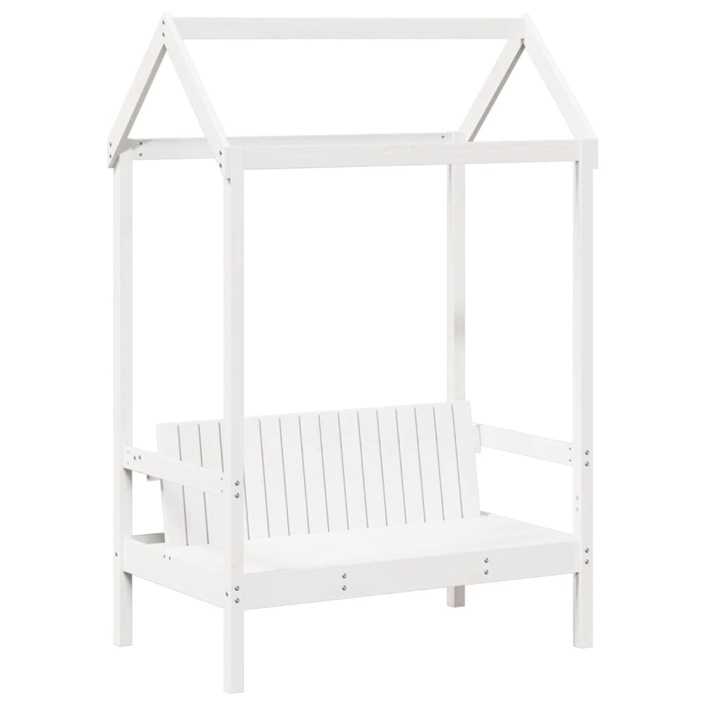 vidaXL Day Bed and Bench Set with Roof without Mattress White 90x200 cm