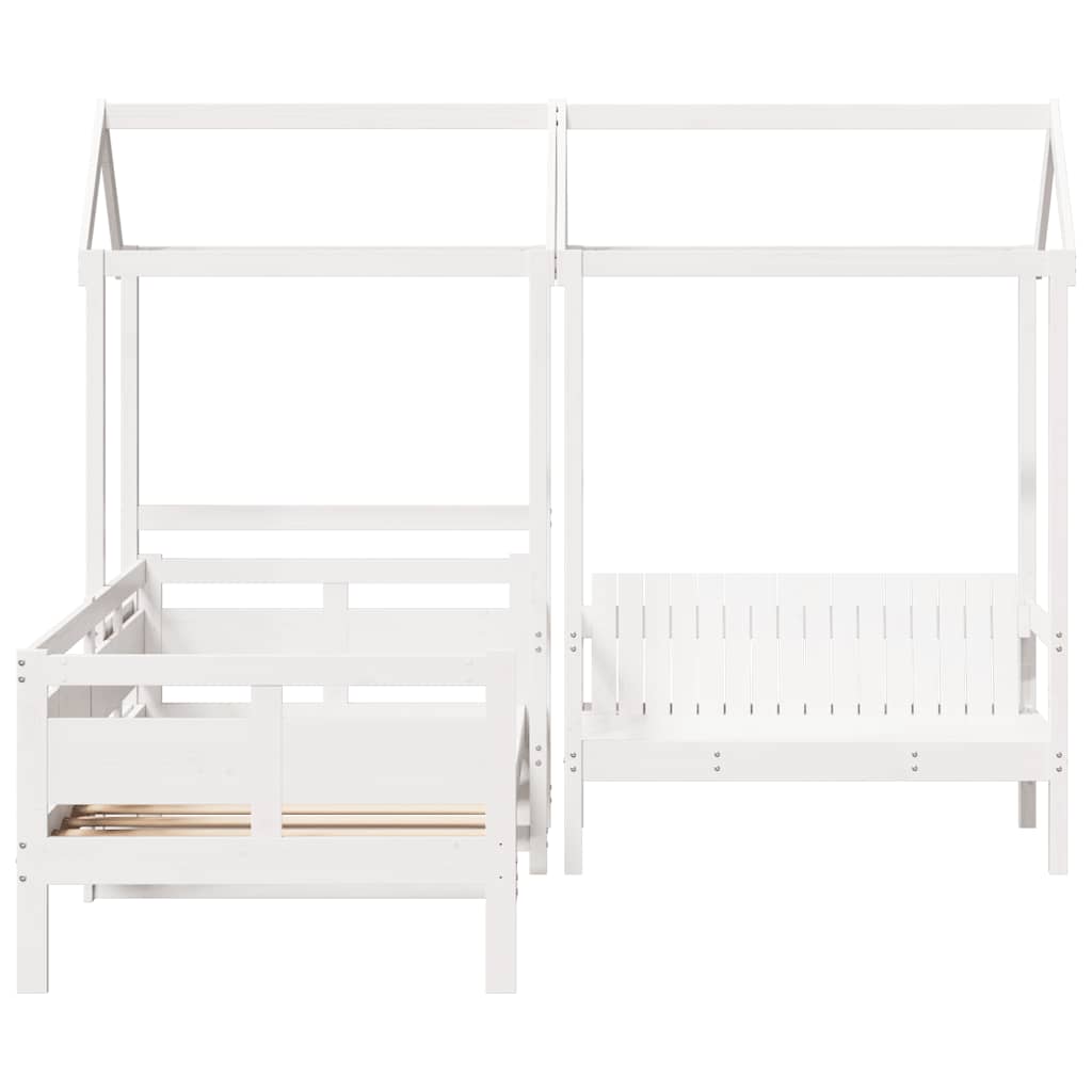 vidaXL Day Bed and Bench Set with Roof without Mattress White 90x190 cm Single