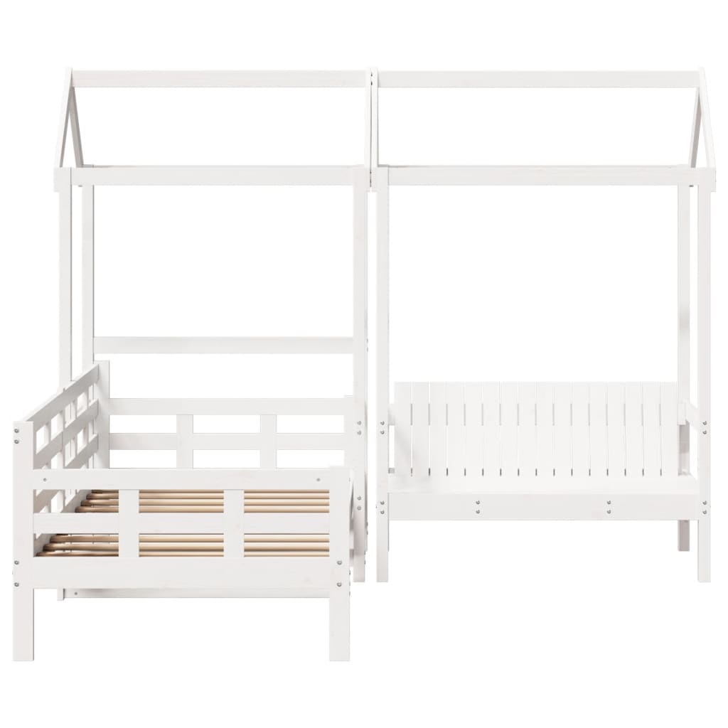 vidaXL Day Bed and Bench Set with Roof without Mattress White 90x200 cm