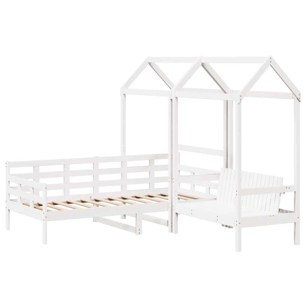 vidaXL Day Bed and Bench Set with Roof without Mattress White 80x200 cm