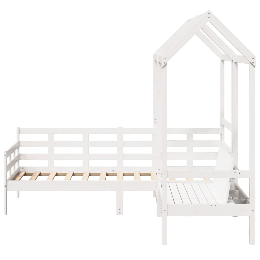 vidaXL Day Bed and Bench Set with Roof without Mattress White 80x200 cm