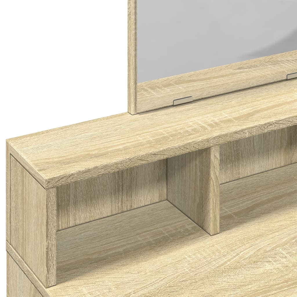 vidaXL Dressing Table with Mirror Sonoma Oak 80x41x144.5 cm