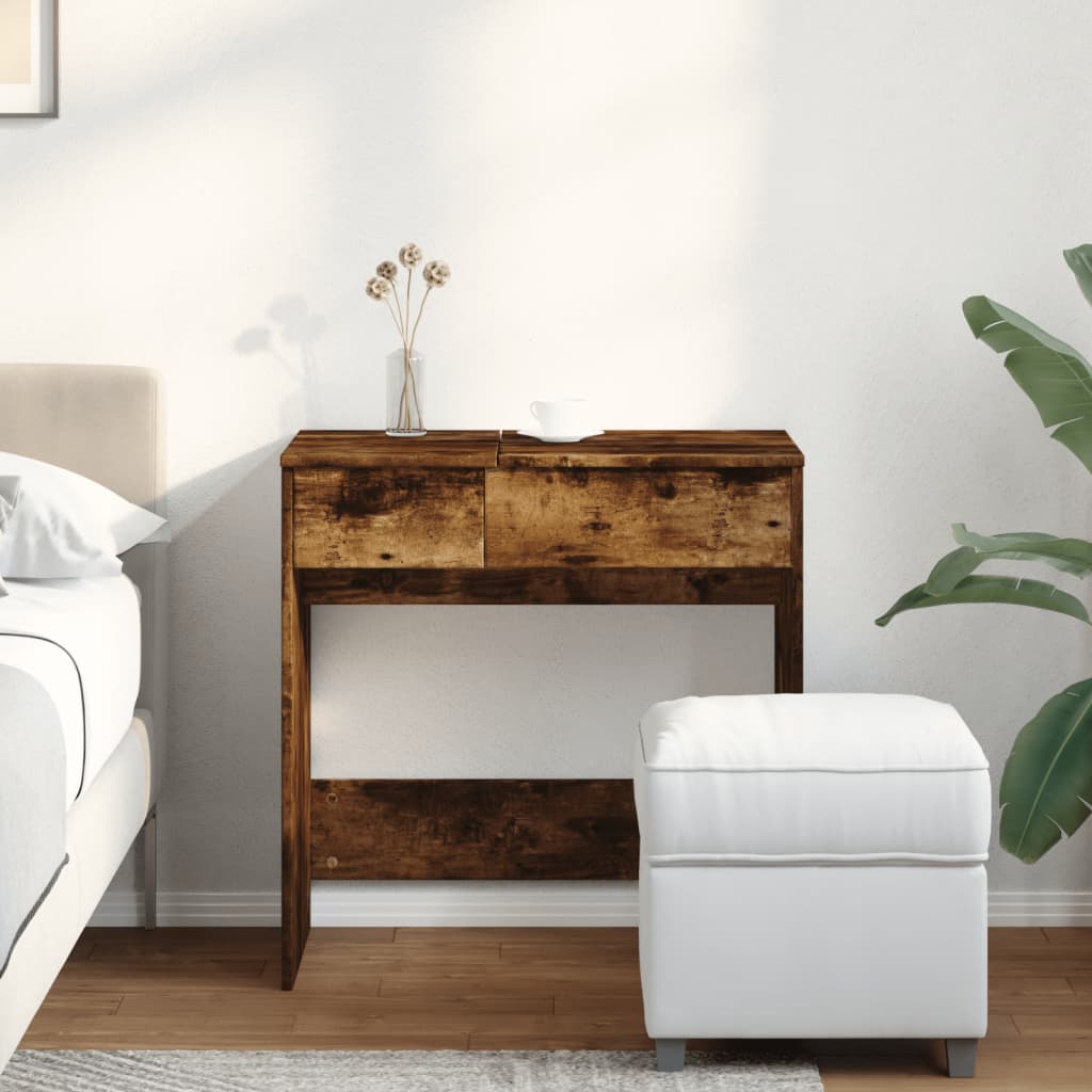 vidaXL Dressing Table with Mirror Smoked Oak 73x46.5x120 cm