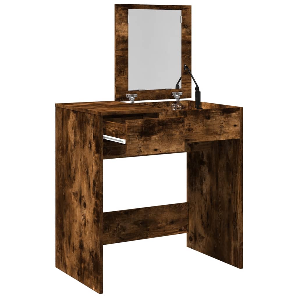 vidaXL Dressing Table with Mirror Smoked Oak 73x46.5x120 cm