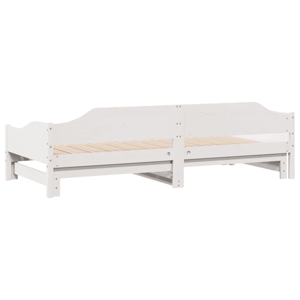 vidaXL Daybed with Trundle without Mattress White 90x200 cm Solid Wood