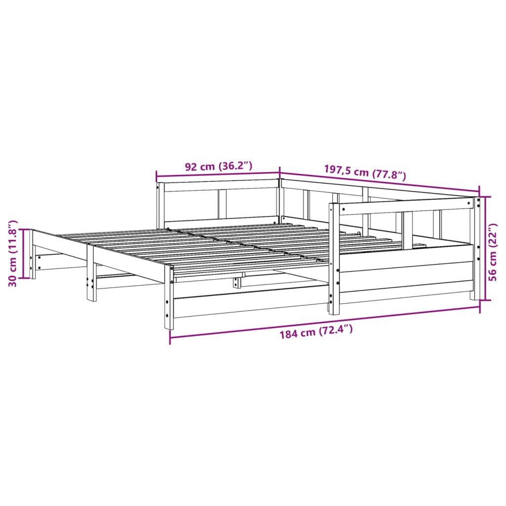 vidaXL Daybed without Mattress 90x190 cm Solid Wood Pine