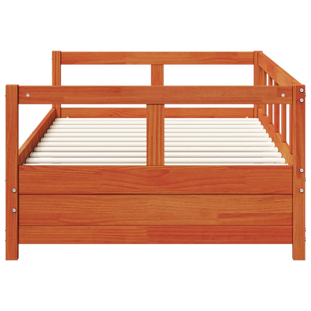 vidaXL Daybed without Mattress Wax Brown 90x190 cm Single Solid Wood Pine