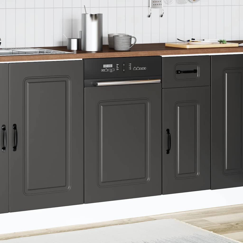vidaXL Dishwasher Panel Kalmar Black 45x1.5x67 cm Engineered Wood