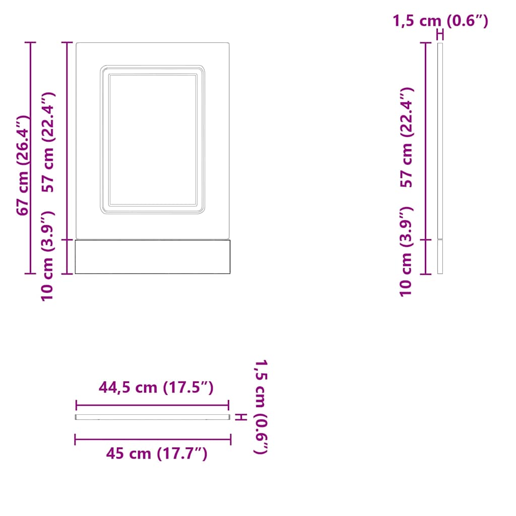 vidaXL Dishwasher Panel Kalmar Smoked Oak 45x1.5x67 cm Engineered Wood