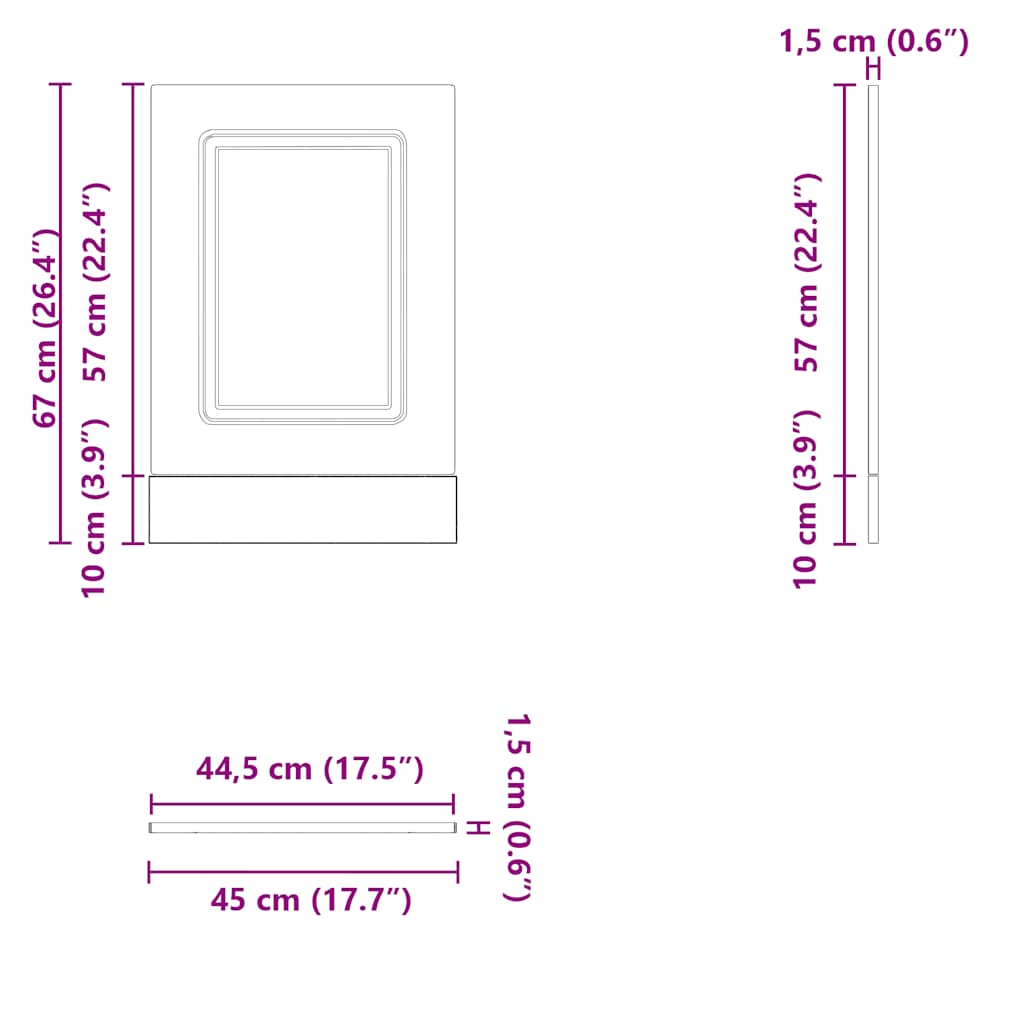 vidaXL Dishwasher Panel Kalmar Old Wood 45x1.5x67 cm Engineered Wood