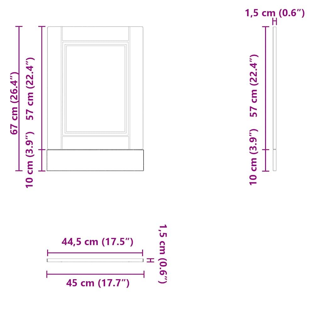 vidaXL Dishwasher Panel Porto Black 45x1,5x67 cm Engineered Wood