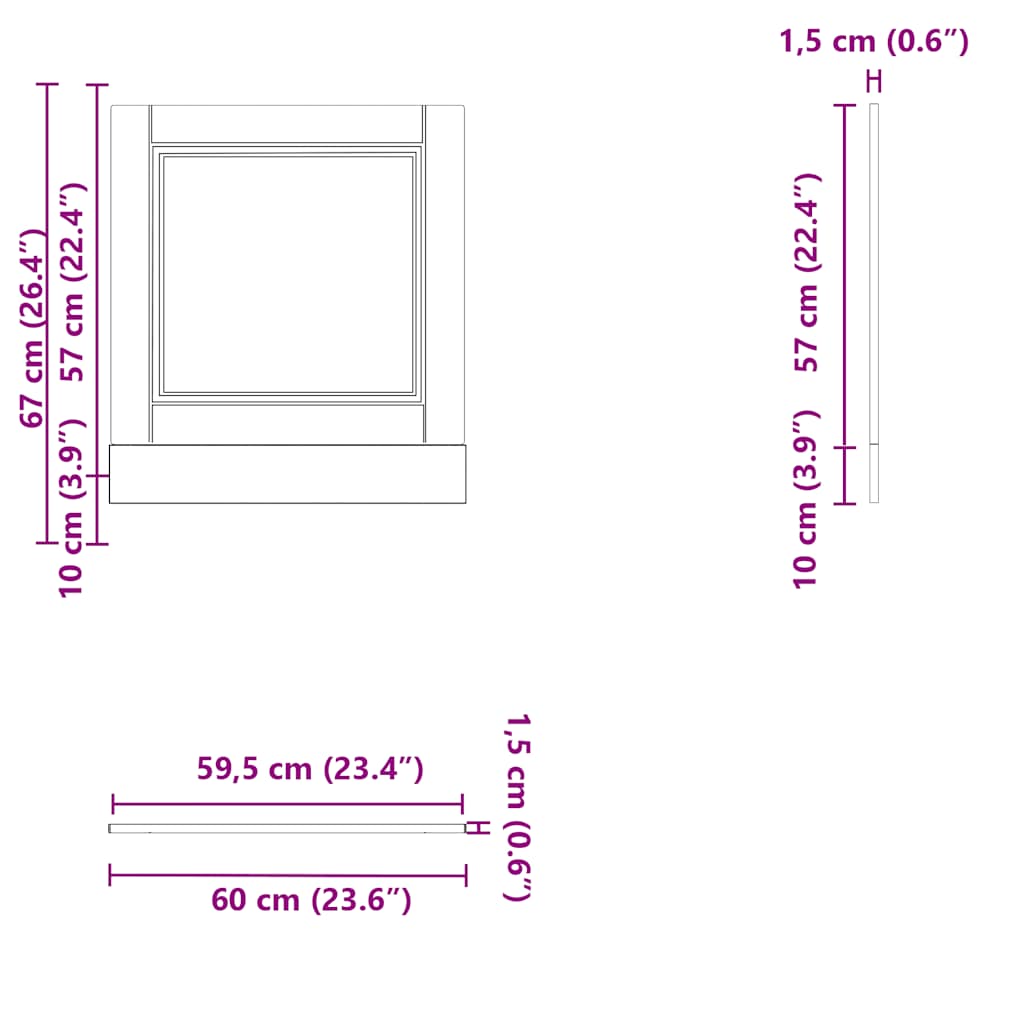 vidaXL Dishwasher Panel Porto Smoked Oak 60x1.5x67 cm Engineered Wood