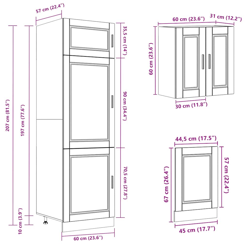 vidaXL 8 Piece Kitchen Cabinet Set Porto Black Engineered Wood