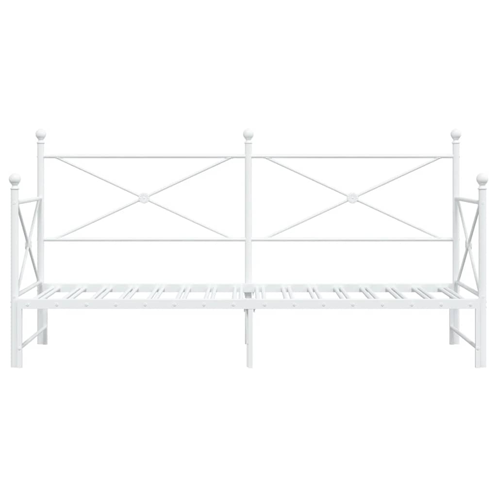 vidaXL Daybed with Trundle without Mattress White 90x200 cm Steel