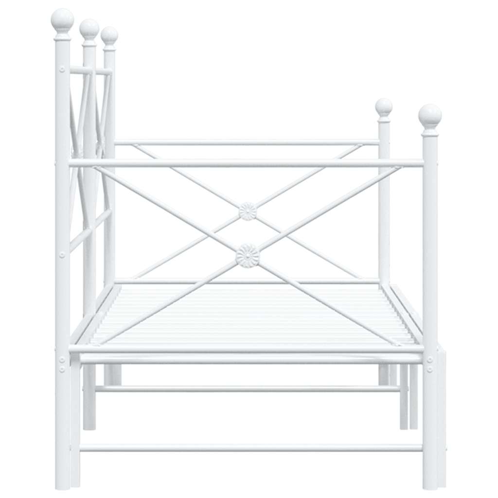 vidaXL Daybed with Trundle without Mattress White 90x200 cm Steel