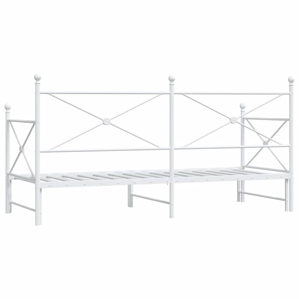 vidaXL Daybed with Trundle without Mattress White 90x200 cm Steel