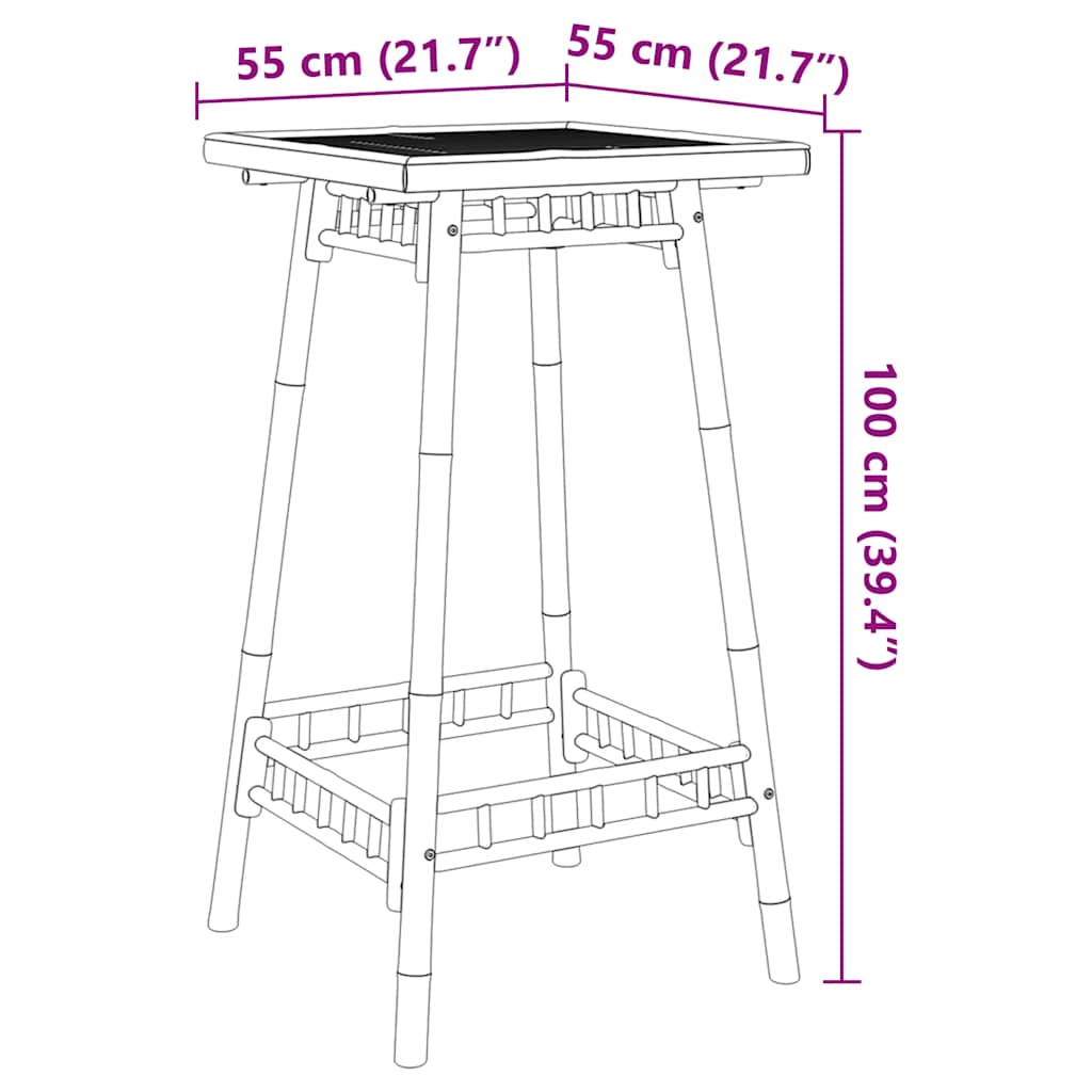 vidaXL Outdoor Bar Table Square 55x55x100 cm Bamboo