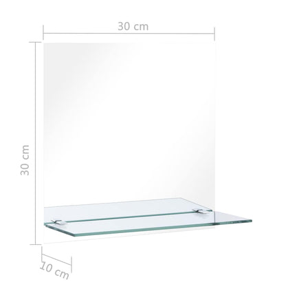 vidaXL Wall Mirror with Shelf 30x30 cm Tempered Glass