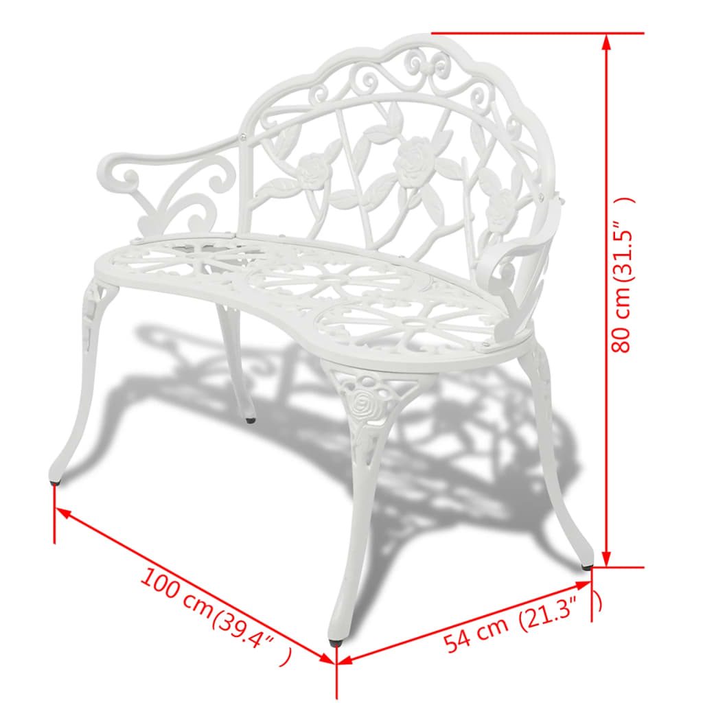 vidaXL Garden Bench 100 cm Cast Aluminium White
