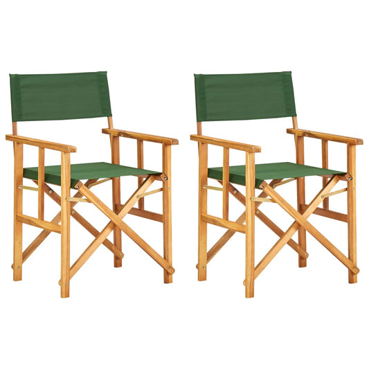 vidaXL Director's Chairs 2 pcs Solid Acacia Wood Green