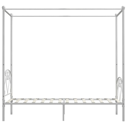 284427 vidaXL Canopy Bed Frame without Mattress White Metal 100x200 cm