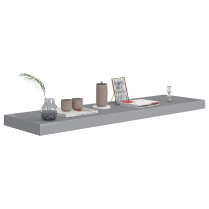 vidaXL Floating Wall Shelves 2 pcs Grey 90x23.5x3.8 cm MDF