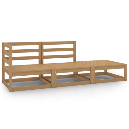 vidaXL 3 Piece Garden Lounge Set Honey Brown Solid Pinewood