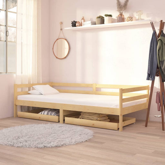 vidaXL Day Bed Drawers 2 pcs Solid Pinewood