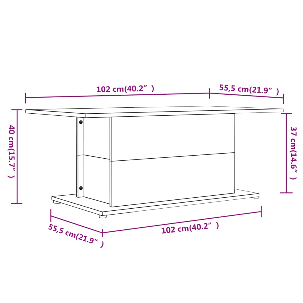 vidaXL Coffee Table Sonoma Oak 102x55.5x40 cm Engineered Wood