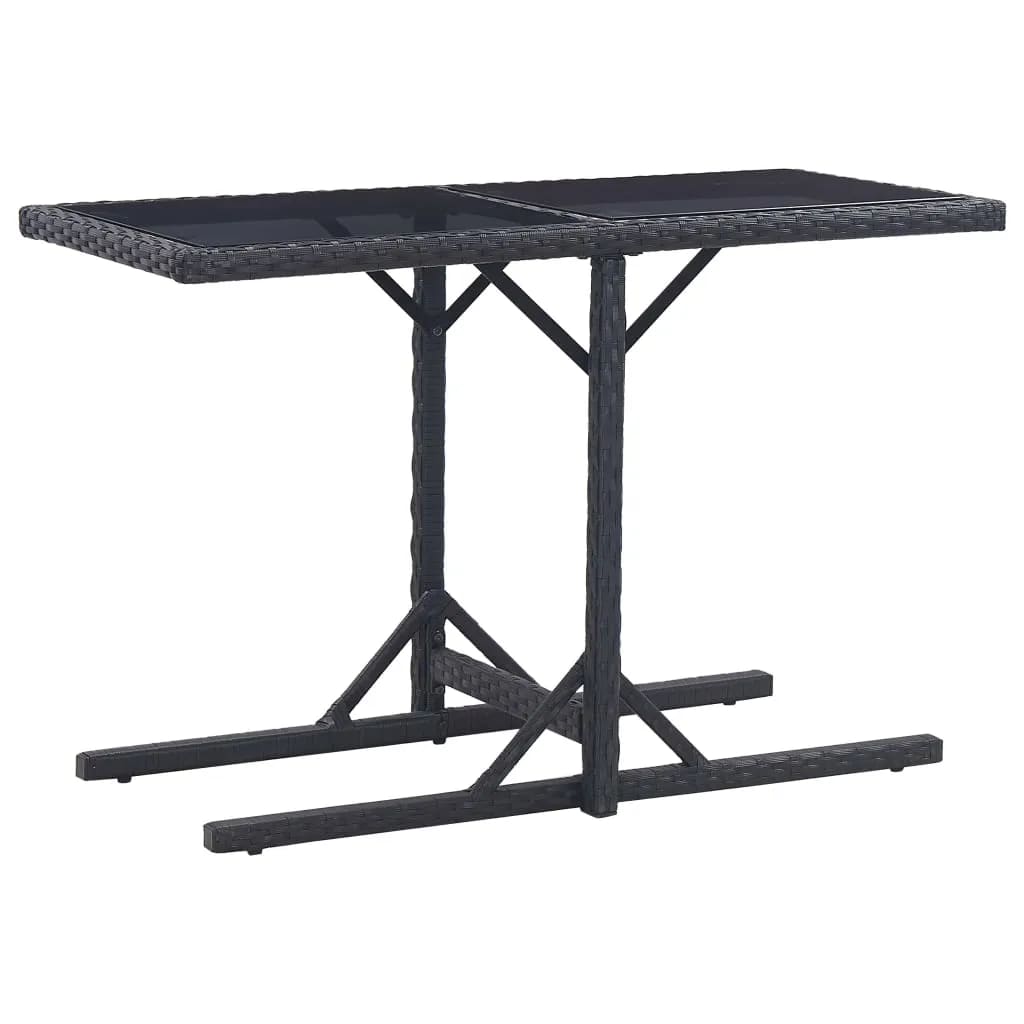 vidaXL 3 Piece Garden Dining Set Poly Rattan and Tempered Glass Black