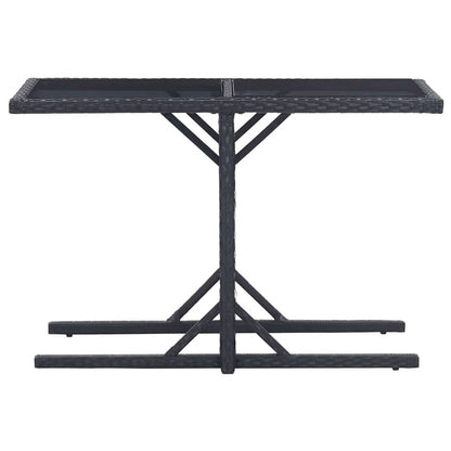 vidaXL 3 Piece Garden Dining Set Poly Rattan and Tempered Glass Black