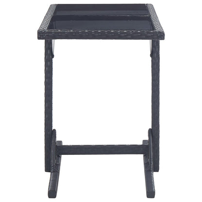 vidaXL 3 Piece Garden Dining Set Poly Rattan and Tempered Glass Black