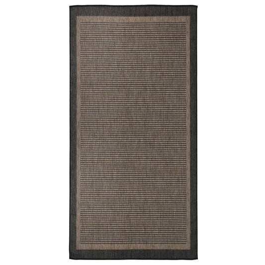 vidaXL Outdoor Flatweave Rug 100x200 cm Dark Brown