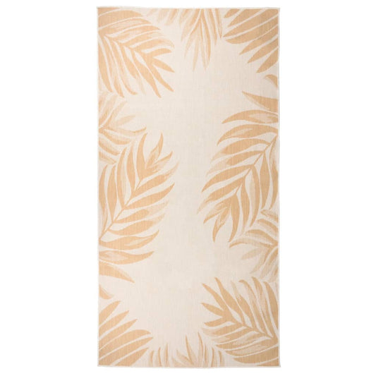 vidaXL Outdoor Flatweave Rug 100x200 cm Leaf Pattern
