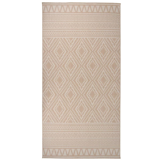 vidaXL Outdoor Flatweave Rug 100x200 cm Brown Stripes