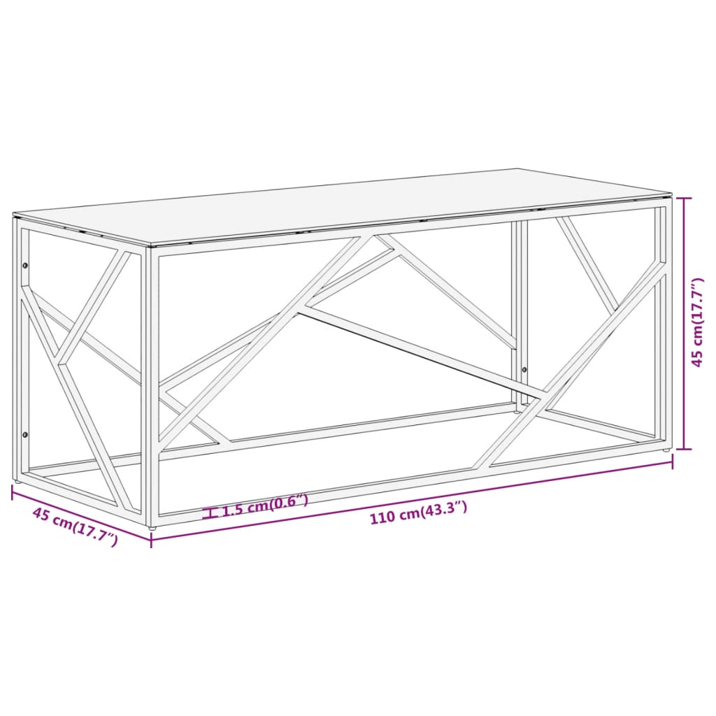 vidaXL Coffee Table Gold Stainless Steel and Tempered Glass