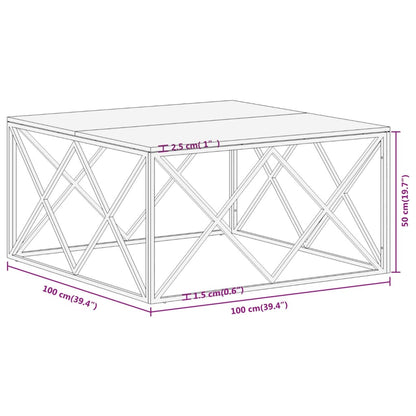 vidaXL Coffee Table Gold Stainless Steel and Solid Sleeper Wood