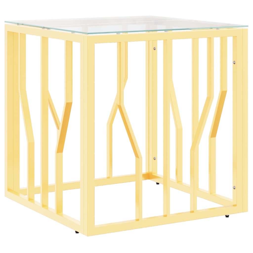 vidaXL Coffee Table Gold 50x50x50 cm Stainless Steel and Glass