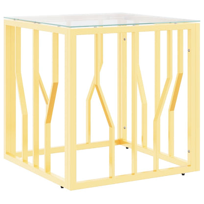 vidaXL Coffee Table Gold 50x50x50 cm Stainless Steel and Glass