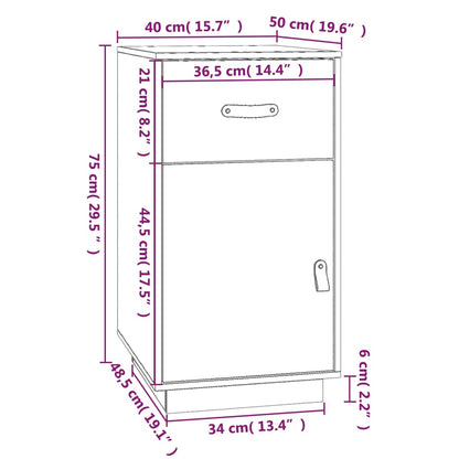 vidaXL Desk Cabinet White 40x50x75 cm Solid Wood Pine