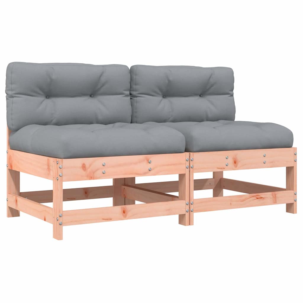 vidaXL Middle Sofas with Cushions 2 pcs Solid Wood Douglas