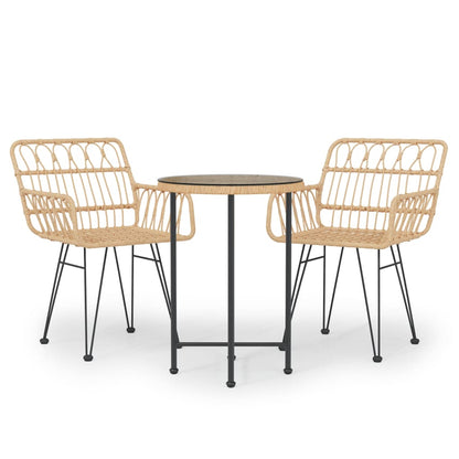 vidaXL 3 Piece Garden Dining Set Poly Rattan