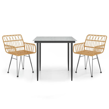 vidaXL 3 Piece Garden Dining Set Poly Rattan