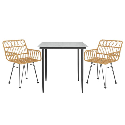 vidaXL 3 Piece Garden Dining Set Poly Rattan